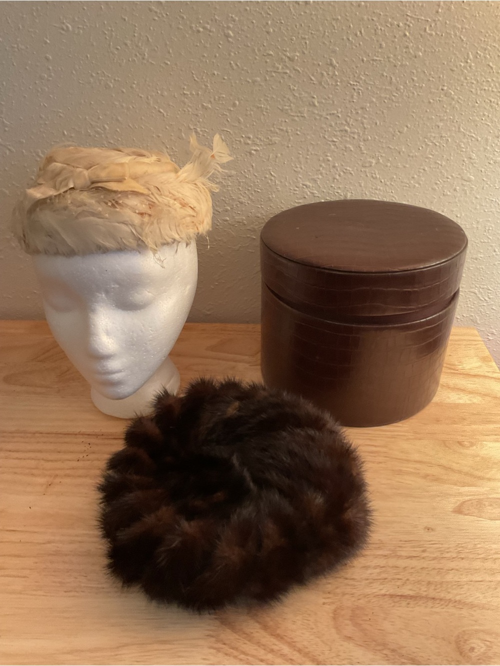 2 Vintage Antique Ladies Hats Juli Kay & Patrice Faux Fur Feathers Bow MCM?